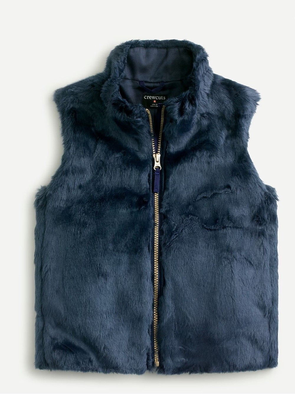 crewcuts Navy Faux-Fur Zip-Up Vest